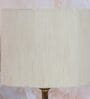 Circular Mangowood Table Lamp with Off White White Cotton Shade