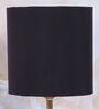 Circular Mangowood Table Lamp with Black Cotton Shade