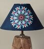 Diamondcut Mangowood Table Lamp with French Floral Print Satin Shade