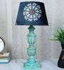French Style Mangowood Table Lamp with French Floral Print Satin Shade