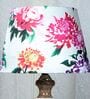 French Style Mangowood Table Lamp with Carnation Print Satin Shade