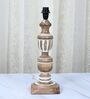 French Style Mangowood Table Lamp with Off White Satin Shade
