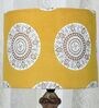 French Style Mangowood Table Lamp with Mandala Print Satin Shade
