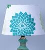 French Style Mangowood Table Lamp with Dahlia Floral Print Satin Shade