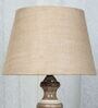 French Mangowood Style Table Lamp with Beige Jute Shade