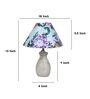 Pot Style Mangowood Table Lamp with Carnation Print Satin Shade