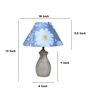 Pot Style Mangowood Table Lamp with Narcissue Floral Print Satin Shade