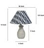 Pot Style Mangowood Table Lamp with Chevron Print Satin Shade