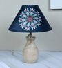 Pot Style Mangowood Table Lamp with Floral Satin Shade