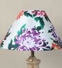 Pot Style Mangowood Table Lamp with Carnation Print Satin Shade