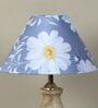 Pot Style Mangowood Table Lamp with Narcissue Floral Print Satin Shade