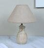 Pot Style Mangowood Table Lamp with Beige Jute Shade
