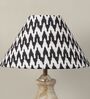 Pot Style Mangowood Table Lamp with Chevron Print Satin Shade