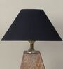 Pyramid Style Mangowood Table Lamp with Black Cotton Shade