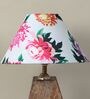 Pyramid Style Mangowood Table Lamp with Carnation Print Satin Shade
