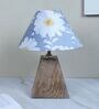 Pyramid Style Mangowood Table Lamp with Narcissue Floral Print Satin Shade