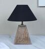 Pyramid Style Mangowood Table Lamp with Black Cotton Shade