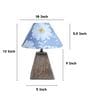 Pyramid Style Mangowood Table Lamp with Narcissue Floral Print Satin Shade