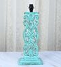 Rustic Aqua French Mangowood Table Lamp with Black Cotton Shade