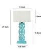 Rustic Aqua French Mangowood Table Lamp with Off White Cotton Shade
