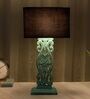 Rustic Aqua French Mangowood Table Lamp with Black Cotton Shade