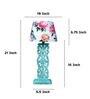 Rustic Aqua French Mangowood Table Lamp with Carnation Print Satin Shade