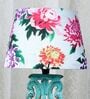 Rustic Aqua French Mangowood Table Lamp with Carnation Print Satin Shade