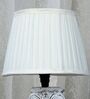 Rustic White French Mangowood Table Lamp with Off White Satin Shade