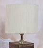 Square Block Style Mangowood Table Lamp with Off White Cotton Shade