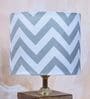 Square Block Style Mangowood Table Lamp with Maze Print Satin Shade