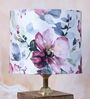 Square Block Style Mangowood Table Lamp with Cobra Saffron Print Satin Shade
