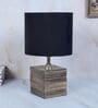 Square Block Style Mangowood Table Lamp with Black Cotton Shade