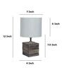 Square Block Style Mangowood Table Lamp with Off White Cotton Shade