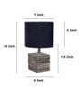 Square Block Style Mangowood Table Lamp with Black Cotton Shade