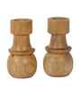 MangwoWood Round Base Candle Stand Set of 2