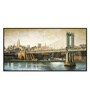 Manhattan Bridge Multicolor Canvas Framed Landscape Art Print