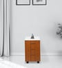 Manila Pedestal Unit with 3 Drawers in Natural Teak & Frosty White Colour