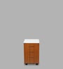 Manila Pedestal Unit with 3 Drawers in Natural Teak & Frosty White Colour