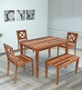 Manjano Sheesham Wood 4 Seater Dining Set In Natural Sheesham Finish