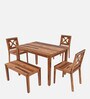 Manjano Sheesham Wood 4 Seater Dining Set In Natural Sheesham Finish