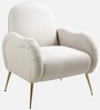 Mano Velvet Fabric Lounge Chair In Off White Colour