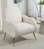 Mano Velvet Fabric Lounge Chair In Off White Colour