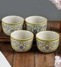 Manohar Yellow & White 300ml (Set of 4) Ceramic Dinner Bowl