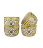Manohar Yellow & White 300ml (Set of 4) Ceramic Dinner Bowl