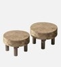 Maple Foot Stool Set Of 2 In Antique Grey Finish