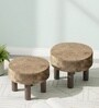 Maple Foot Stool Set Of 2 In Antique Grey Finish