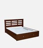 Maple Premier Queen Size Bed in Walnut Finish with Hydraulic Storage