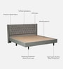 Maraya Upholstered King Size Bed In Grey Color
