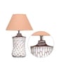 Marazzi Beige Cotton Shade Table Lamp with Distress White Base
