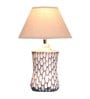 Marazzi Beige Cotton Shade Table Lamp with Distress White Base